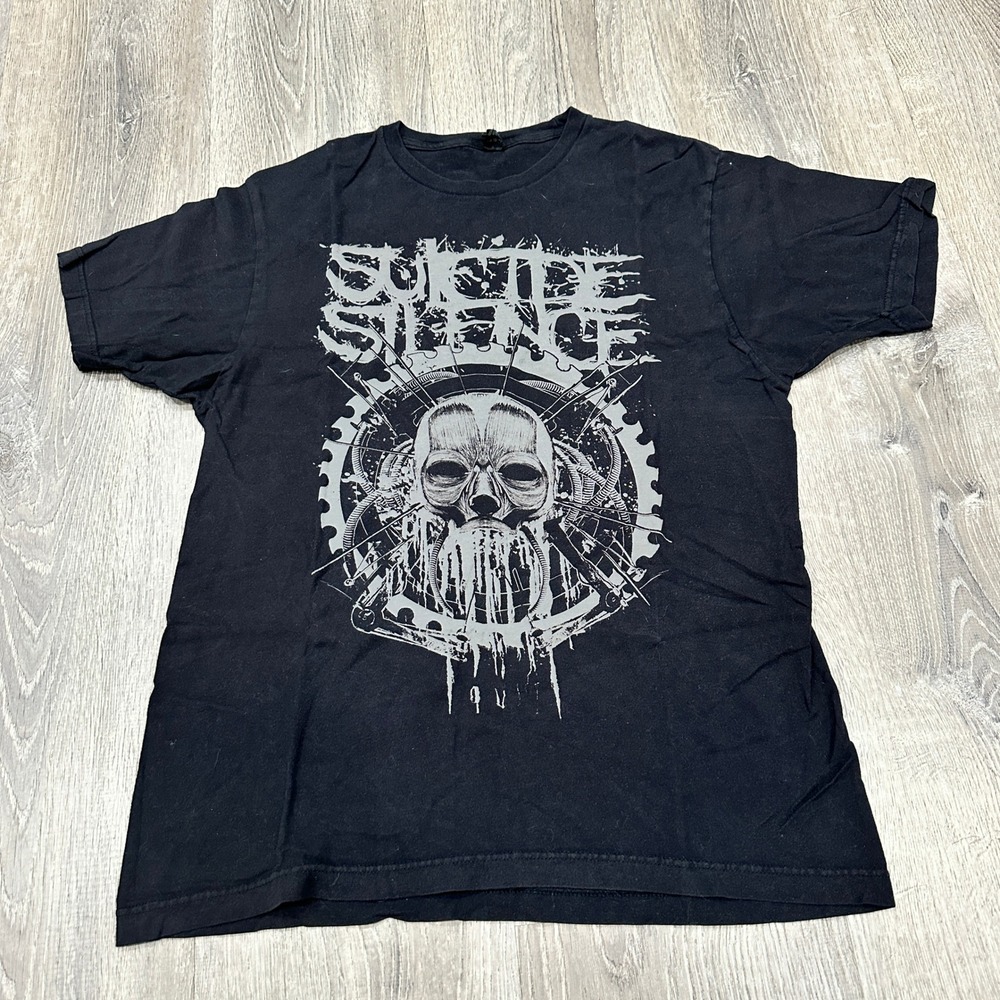 Suicide Silence Skull Vintage TShirt‎ Men's Large Black Short Sleeve Concert Tee